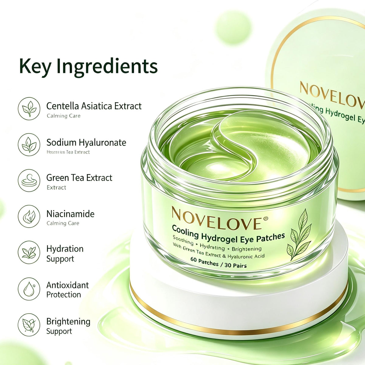 NOVELOVE® Parches de Hidrogel Refrescantes para Ojos