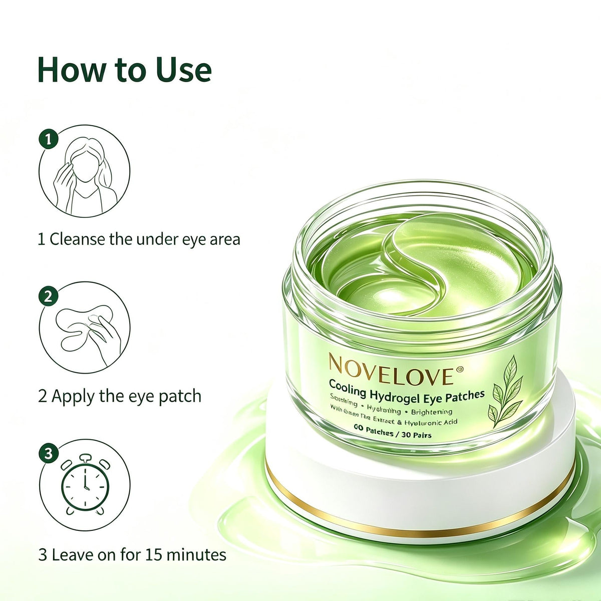 NOVELOVE® Parches de Hidrogel Refrescantes para Ojos