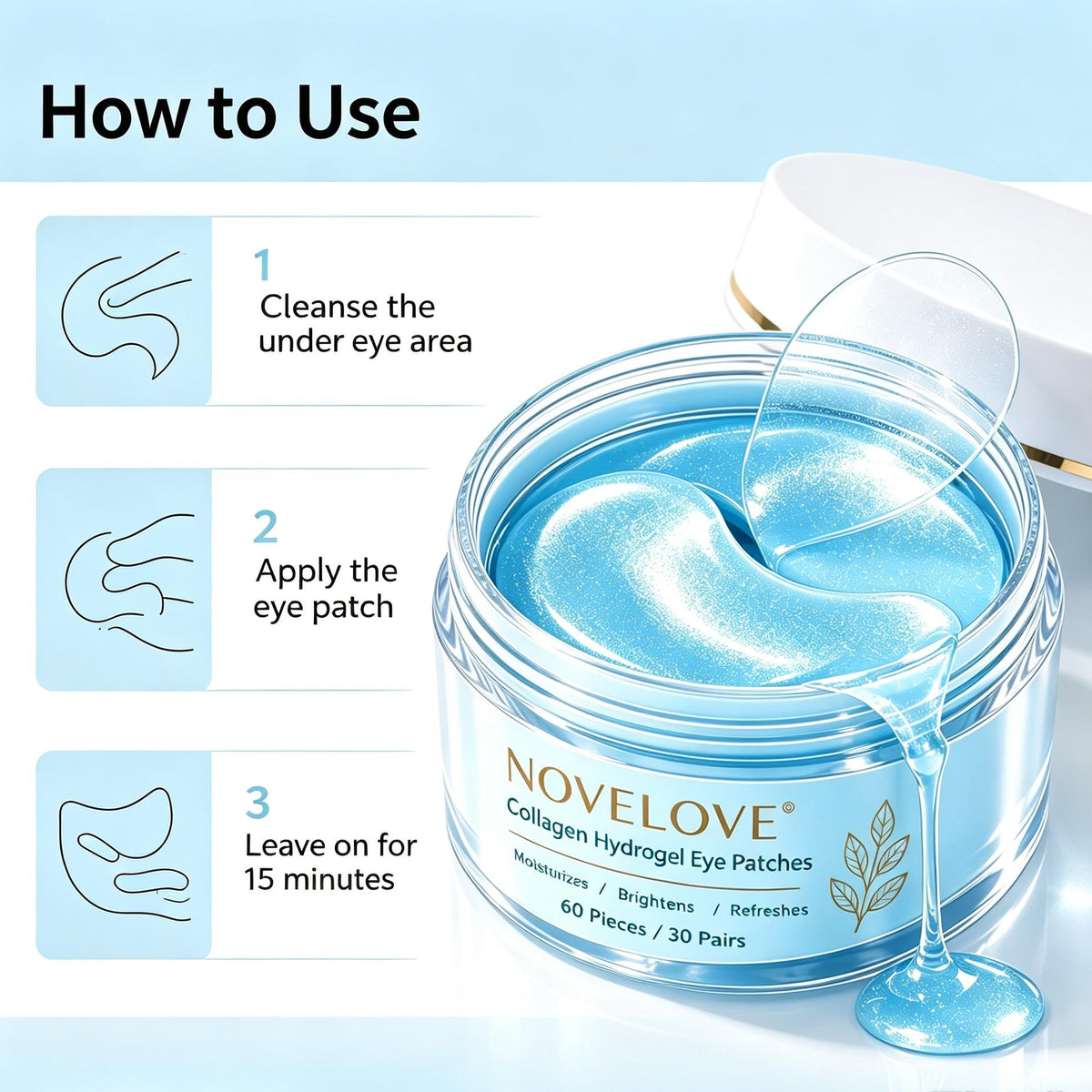 NOVELOVE® Parches de Hidrogel Refrescantes para Ojos