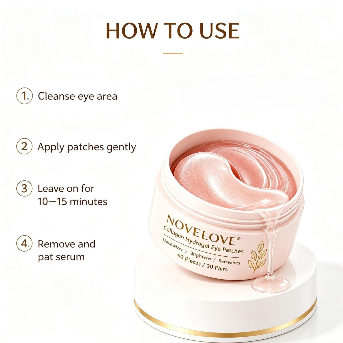 NOVELOVE® Parches de Hidrogel para Ojos con Colágeno