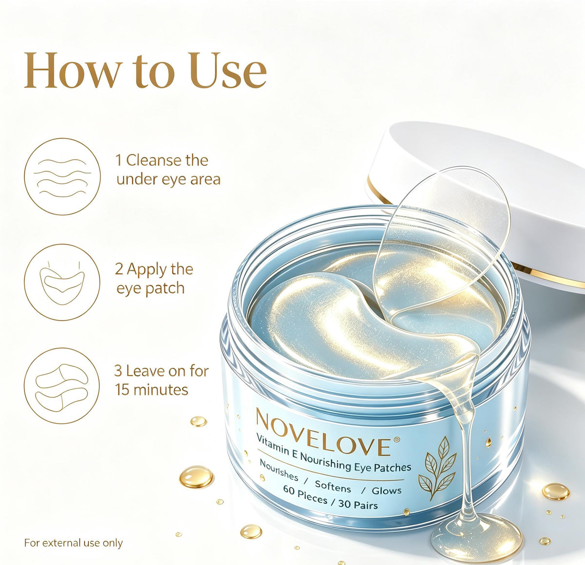 NOVELOVE® Parches Hidratantes para Ojos con Aloe Vera