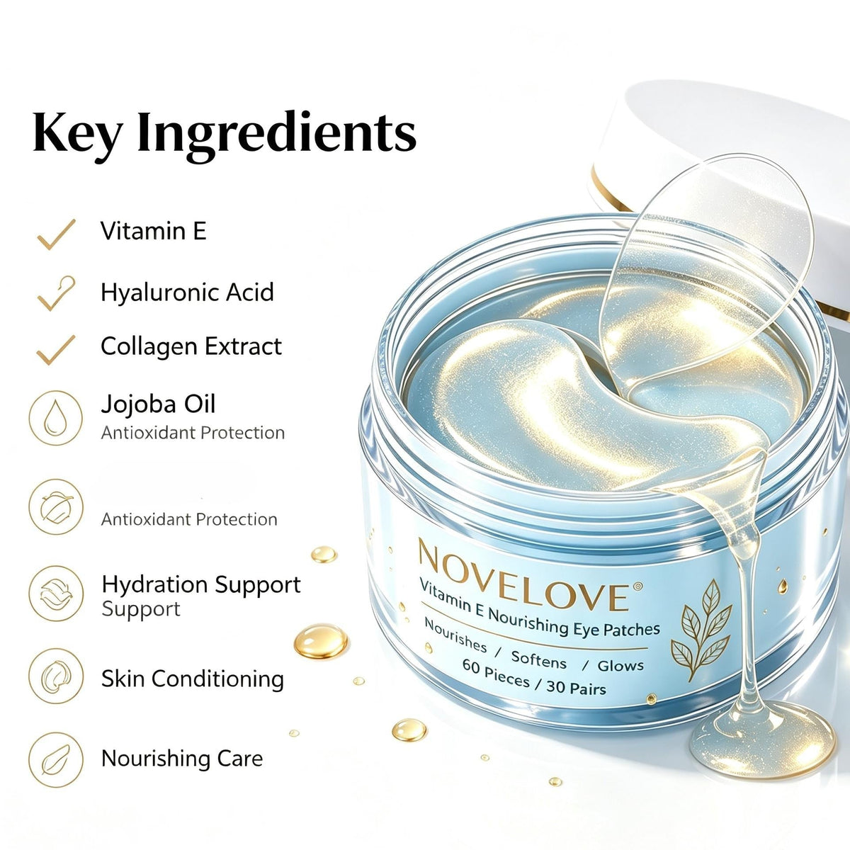 NOVELOVE® Parches Hidratantes para Ojos con Aloe Vera